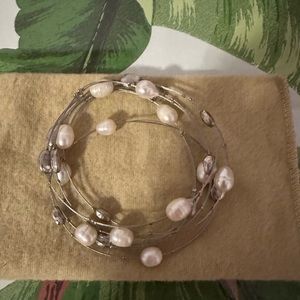 pearl and silver bracelet stack